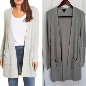 Halogen Cashmere Blend Long Open Cardigan